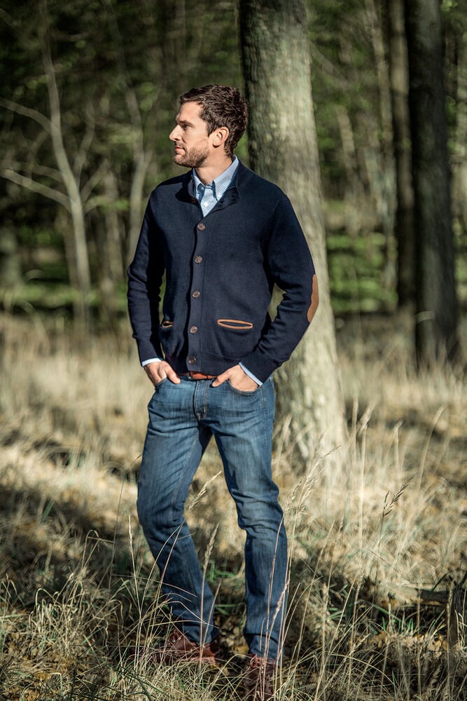 Cardigan mit Lederdetails, HIGHMOOR