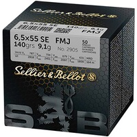 6,5x55 Vollmantel 9,1g/140grs., Sellier & Bellot