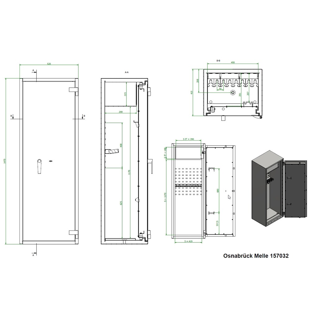 Waffenschrank Osnabrück-Melle l für 8 Langwaffen, ISS