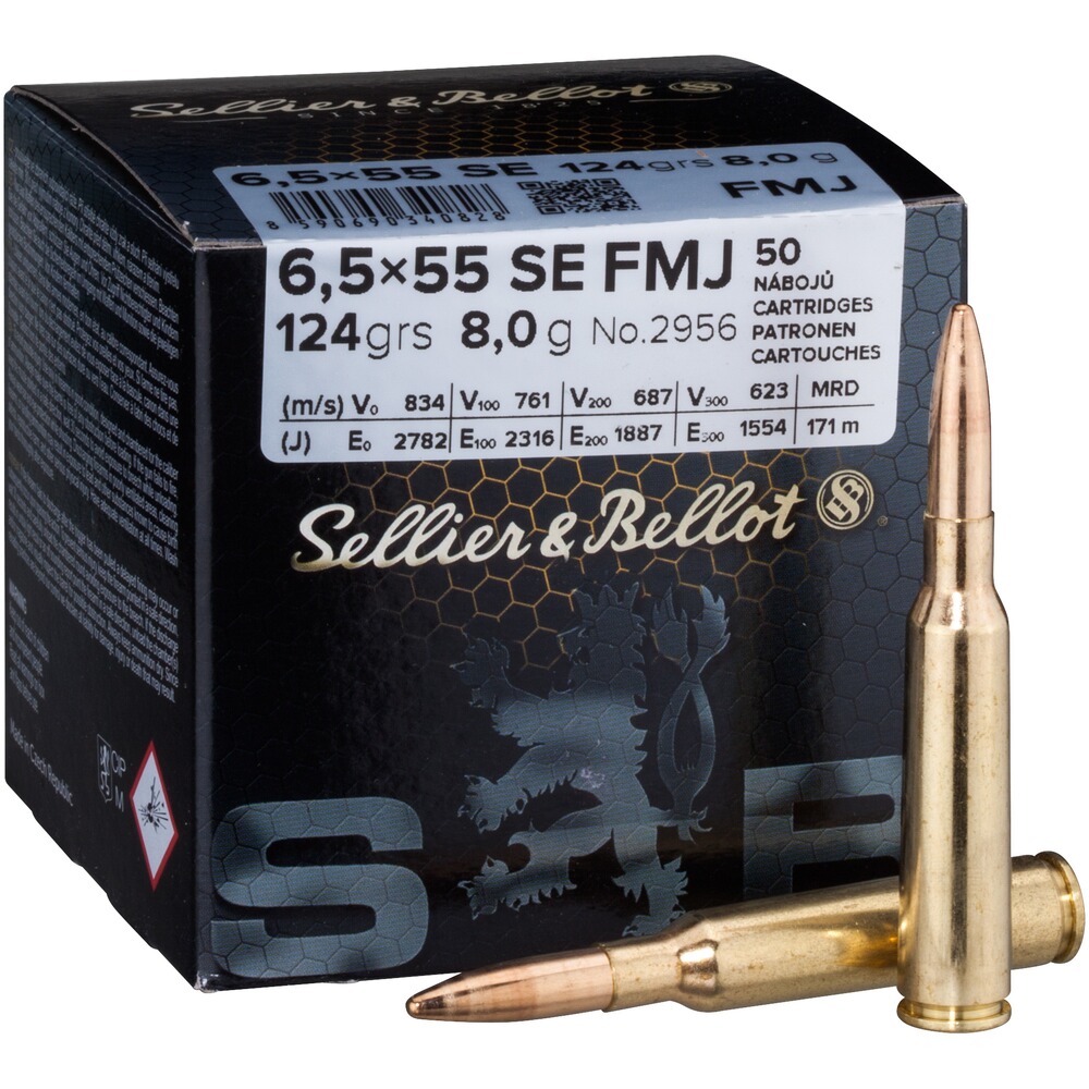 6,5x55 FMJ 8,0g/124grs., Sellier & Bellot
