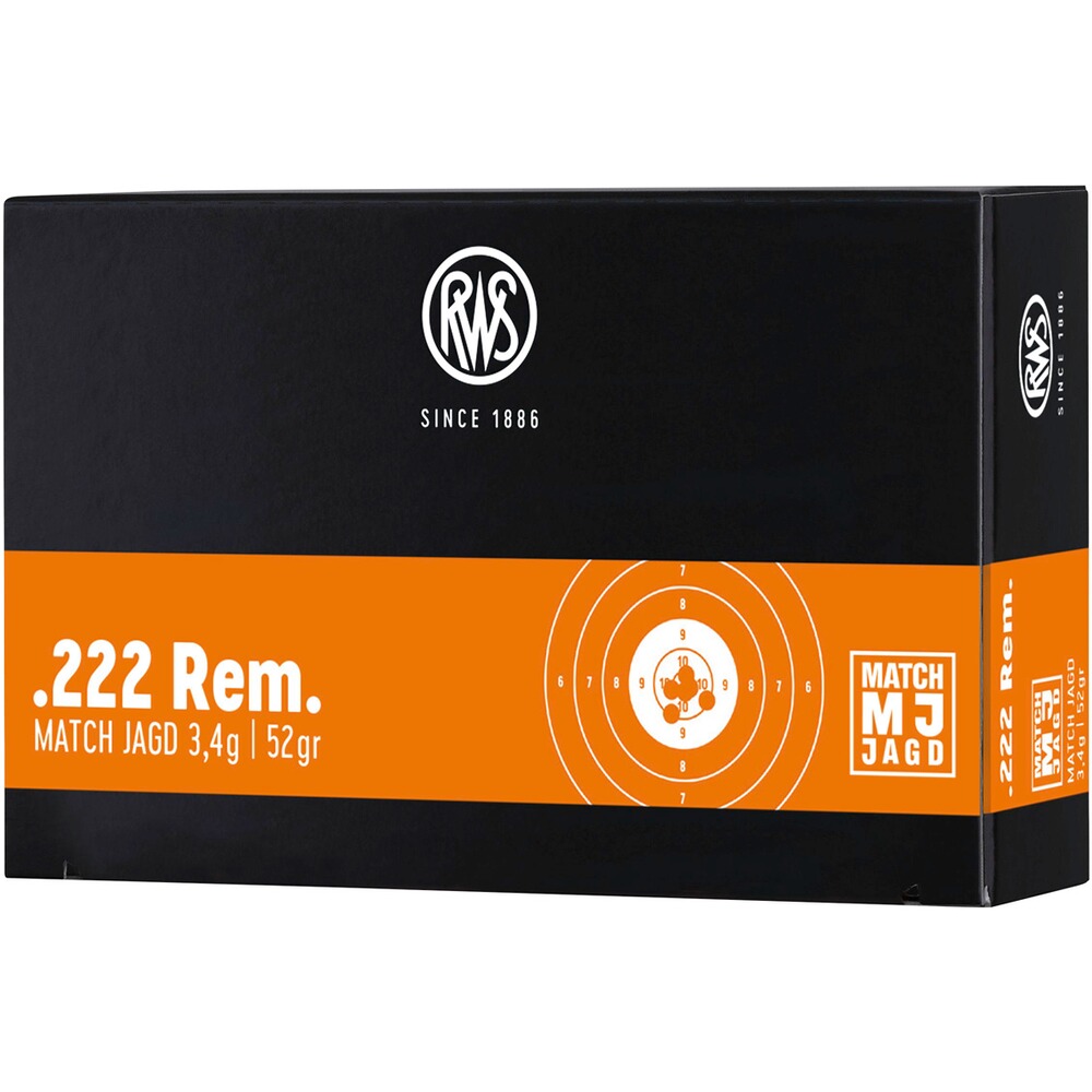 .222 Rem. Match Jagd Büchsenpatronen 3,4g/52grs.