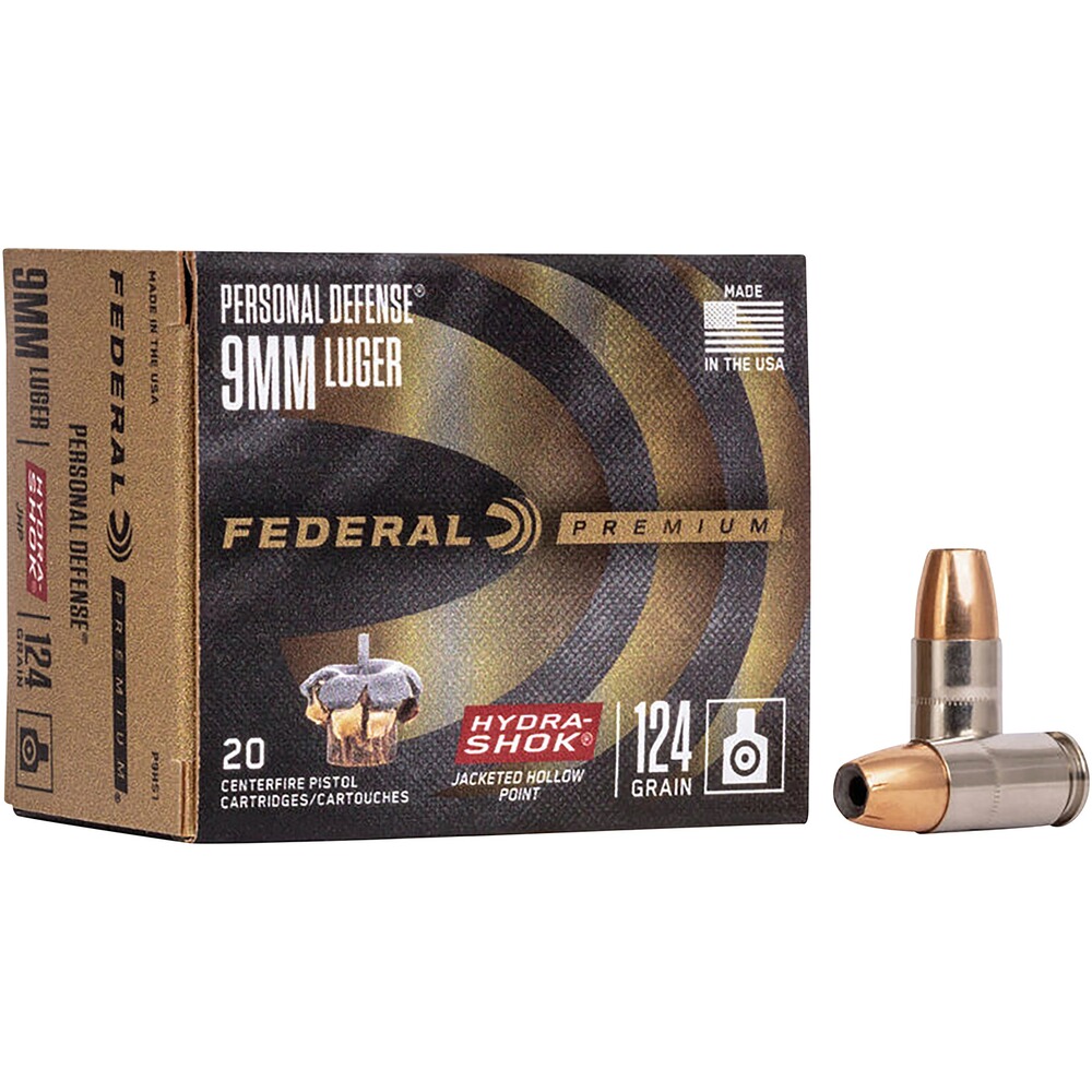 9 mm Luger Hydra Shok Hohlspitz 8,0g/124grs., Federal Ammunition