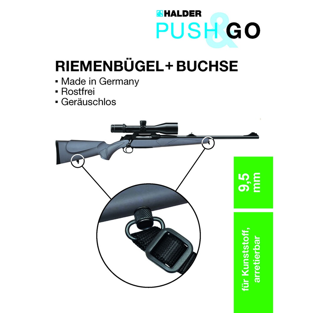 Riemenbügel und Buchse "Push & Go", Halder