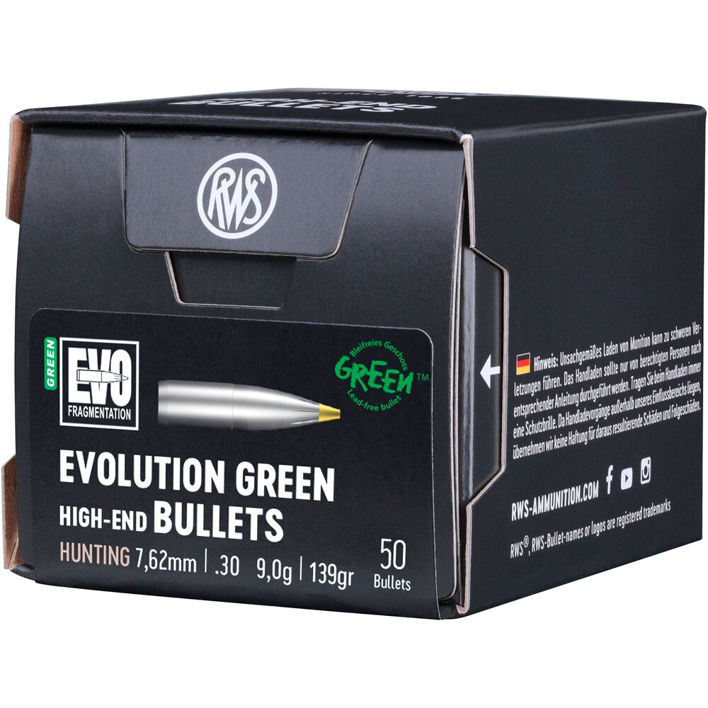 Geschosse .308 9g/139grs. Evolution Green