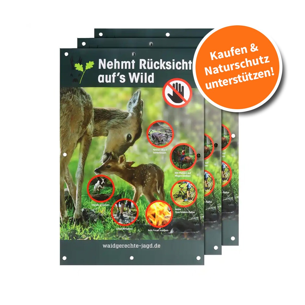 Hinweisschild Rücksicht auf's Wild – 3er-Pack