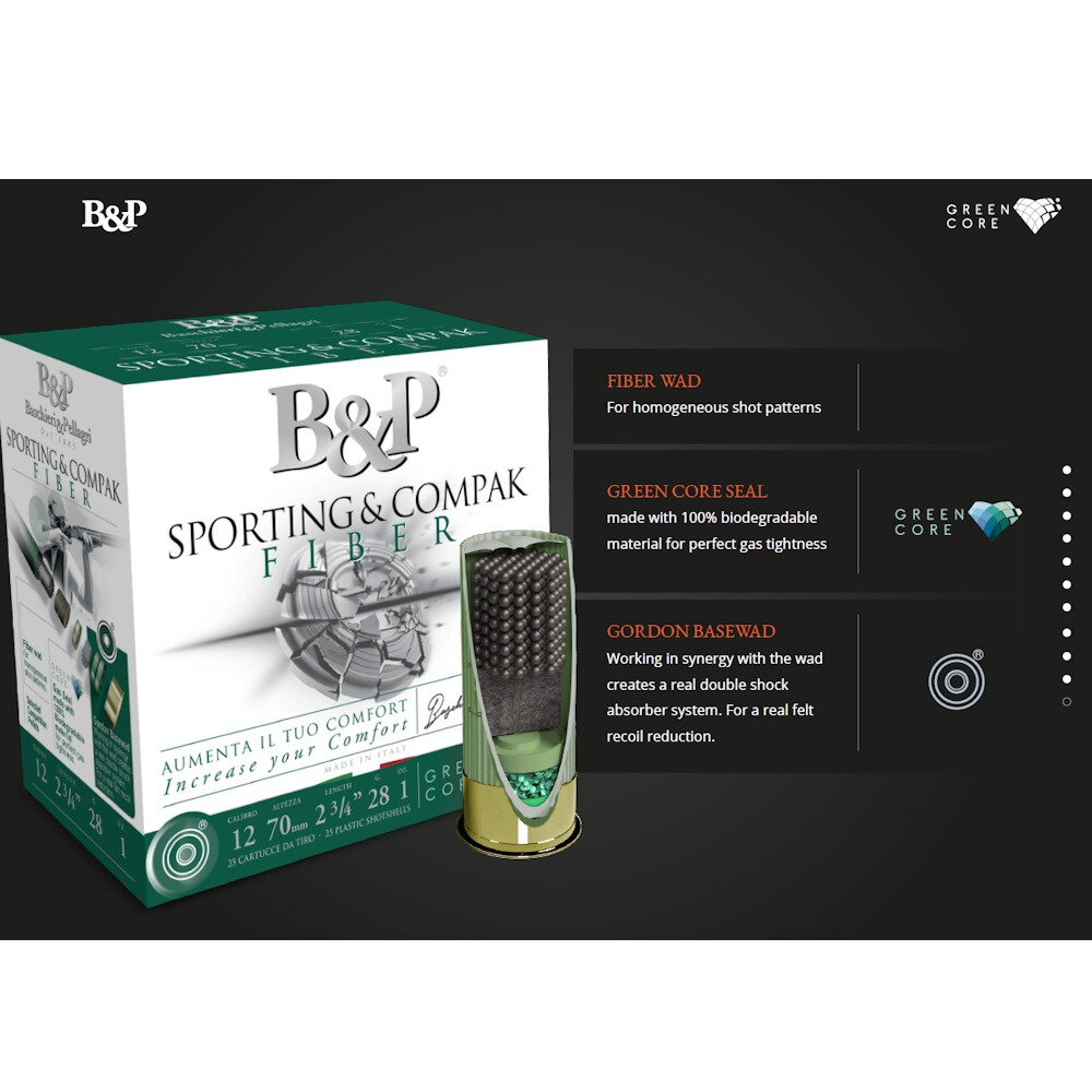 12/70 Sporting & Compak Fiber Green Core 2,4mm 28g, Baschieri & Pellagri