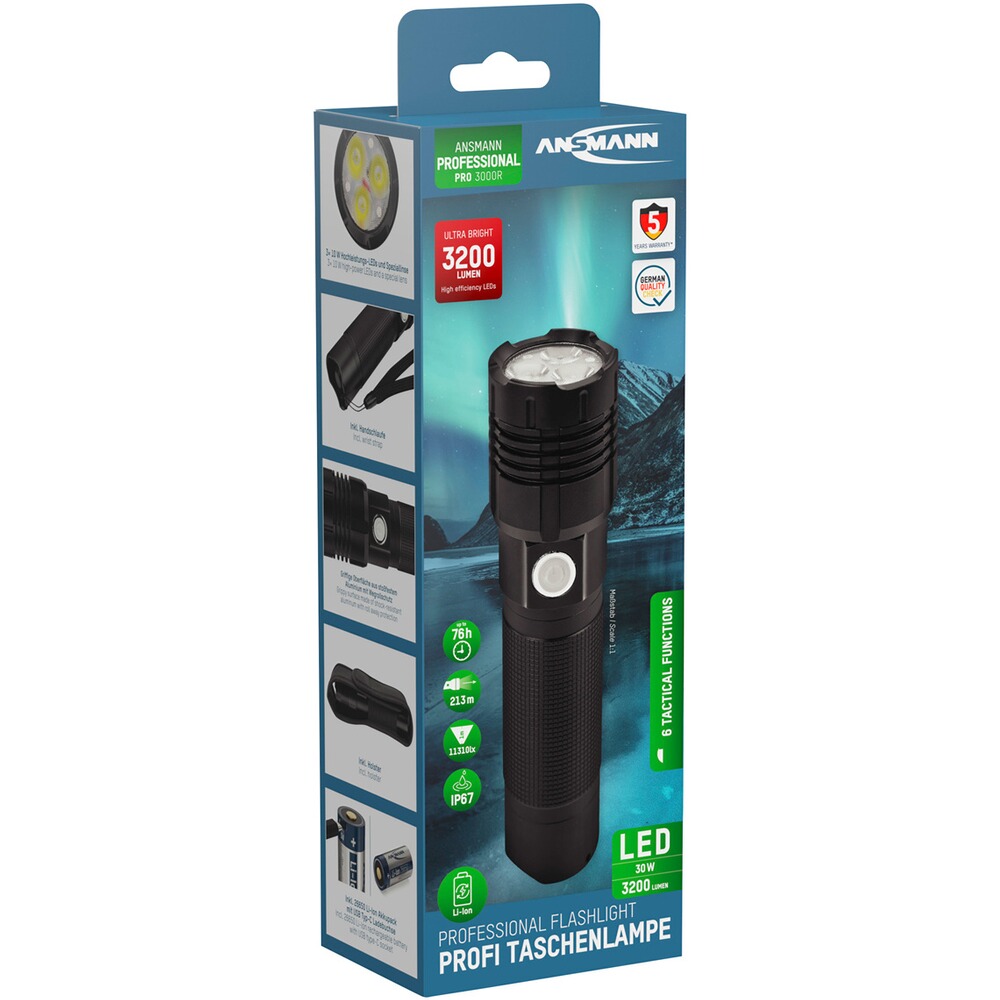 Taschenlampe PRO3000R – aufladbar, Ansmann