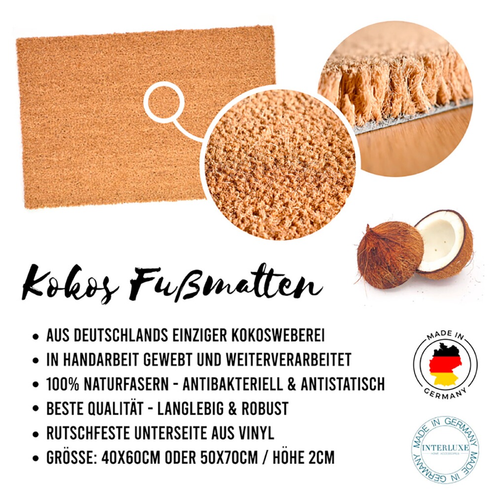Kokos Fußmatte mit Aufdruck, INTERLUXE Home Accessoires
