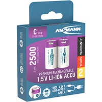 Akku Li-Ion 1,5V C-Cell Typ 2500 – 2 Stück, Ansmann