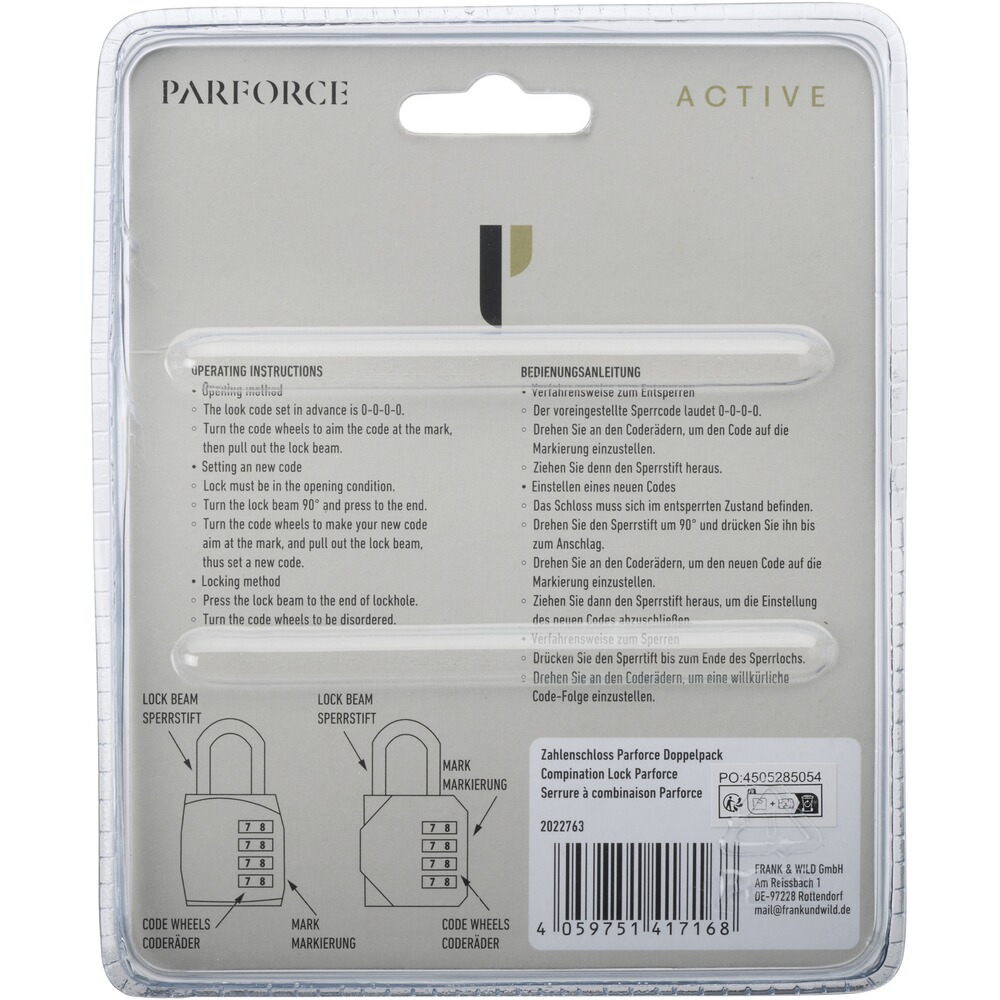 Zahlenschloss - Doppelpack, Parforce