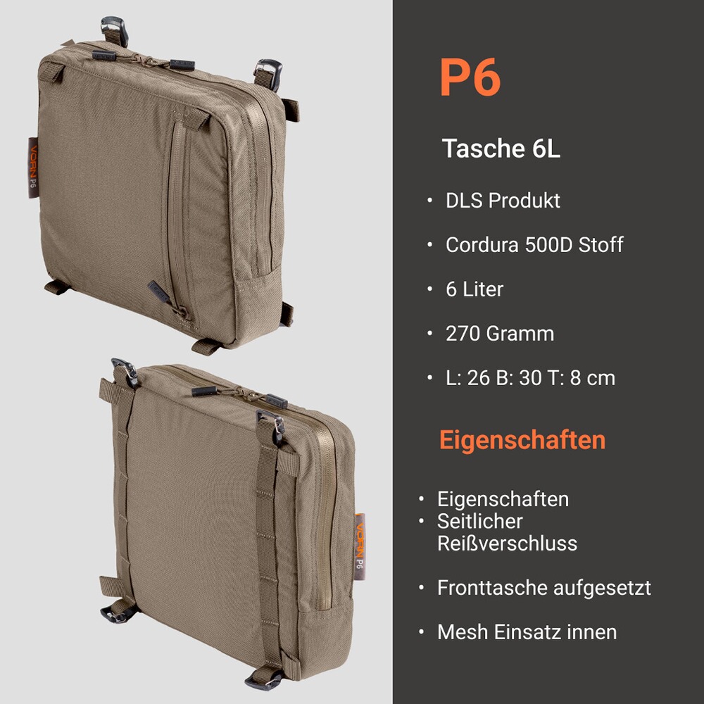 Tasche P6, Vorn