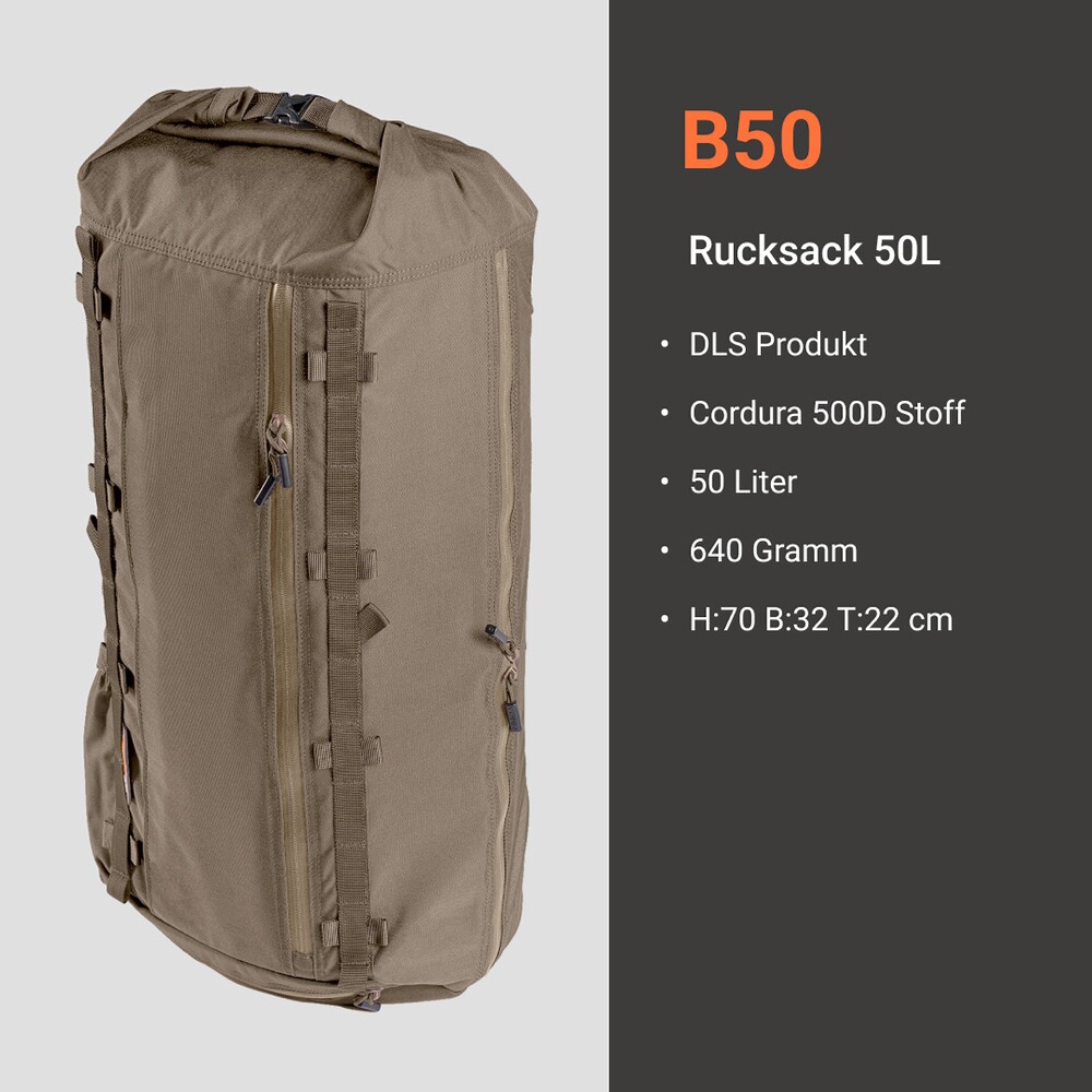 Rucksack B50, Vorn