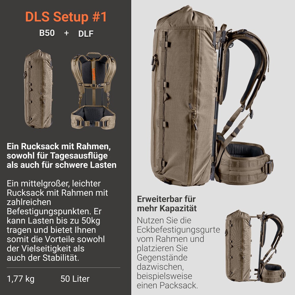 Rucksack B50, Vorn