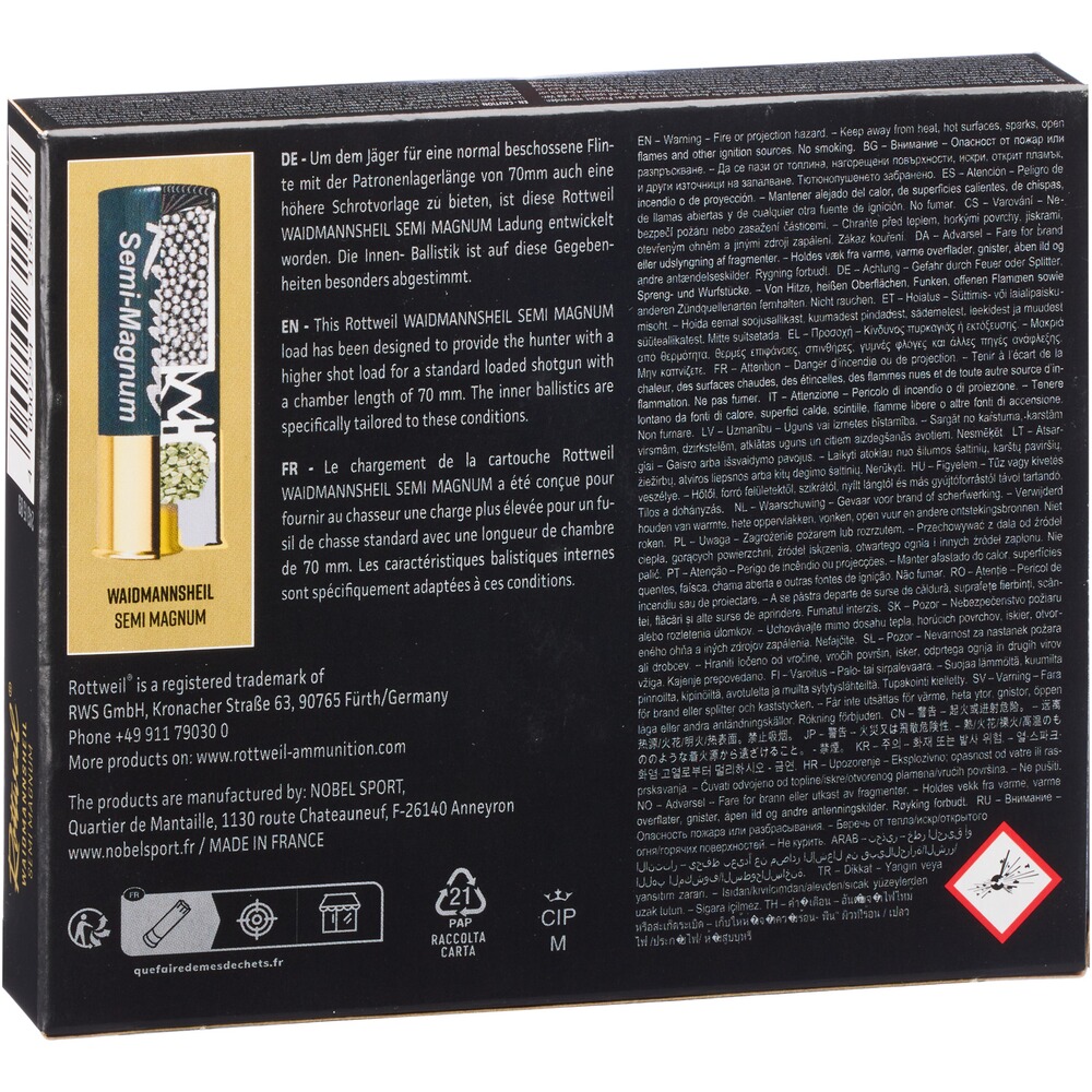 12/70 Waidmannsheil Semi Magnum 3,5mm 40g, Rottweil