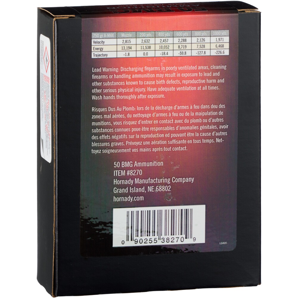 .50 BMG A-Max 48,6,/750grs., Hornady