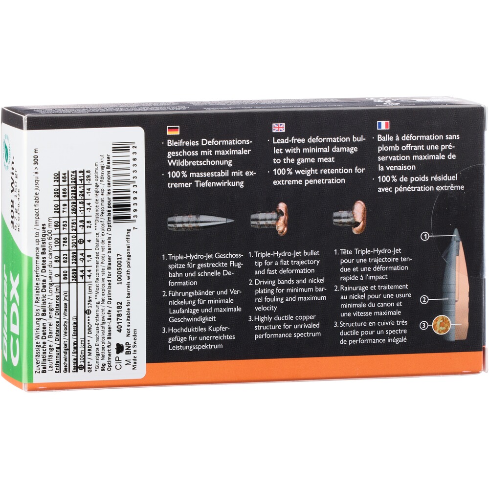 .308 Win. CDX 9,7g/150grs., Blaser