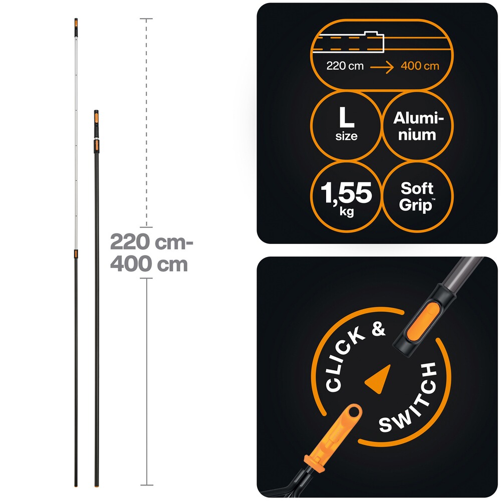 Teleskopstiel OneClick, Fiskars