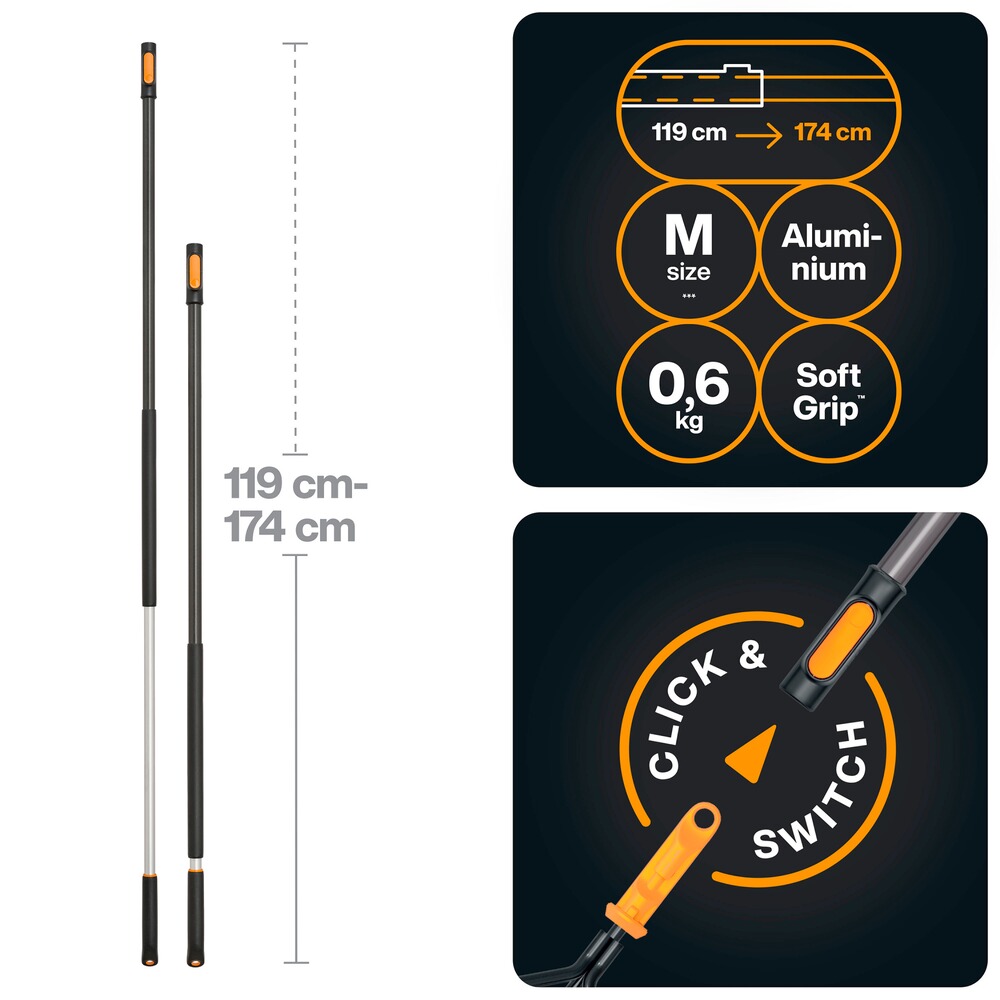 Teleskopstiel OneClick, Fiskars