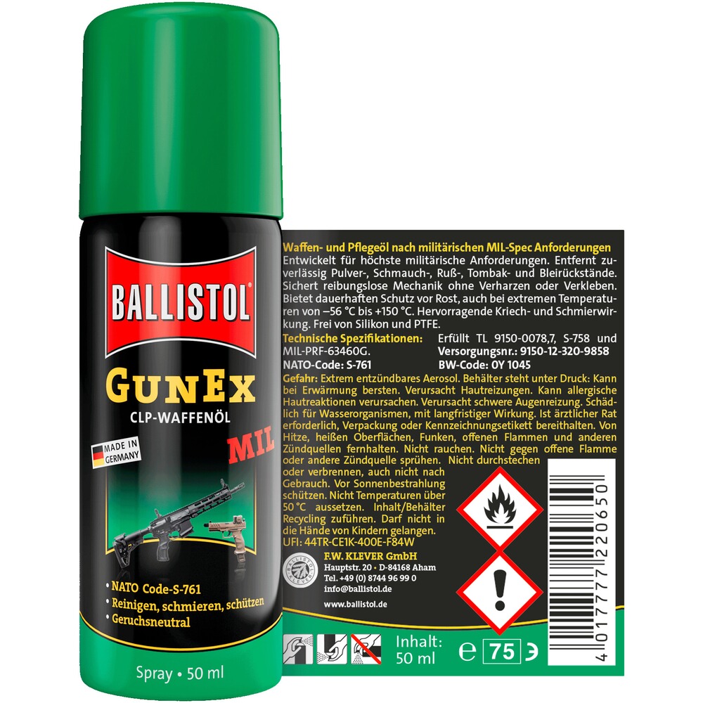 Waffenöl GunEx MIL-CLP, BALLISTOL