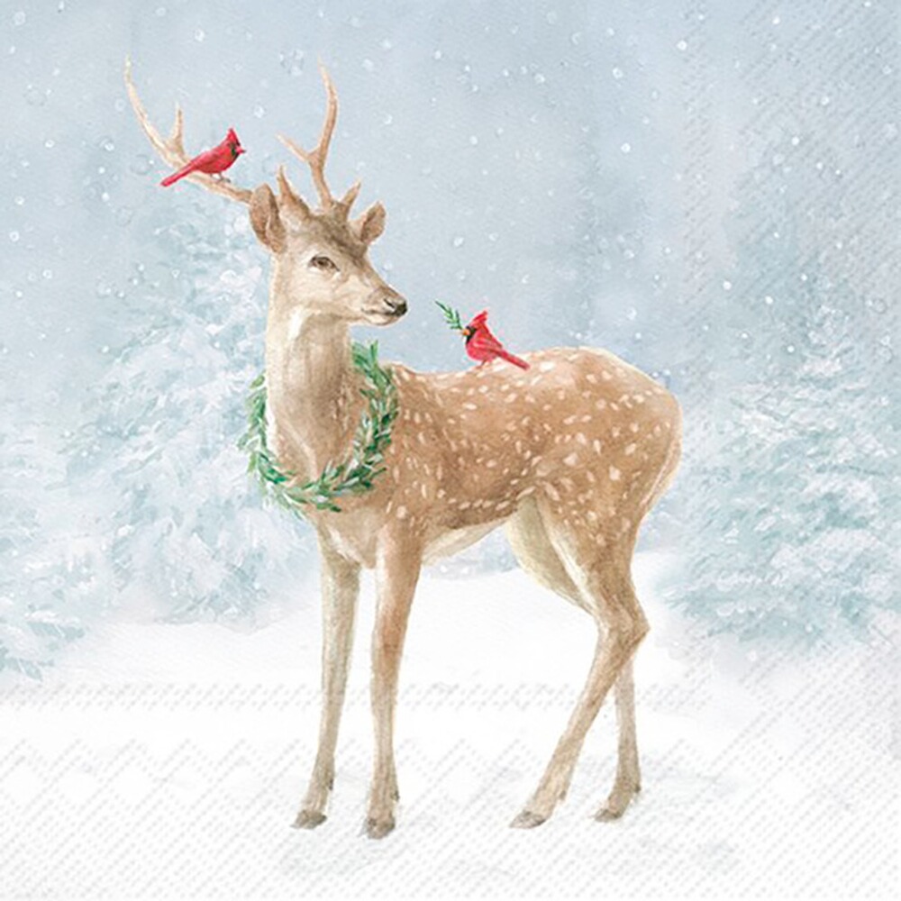 Servietten "Deer in Snow Blue"