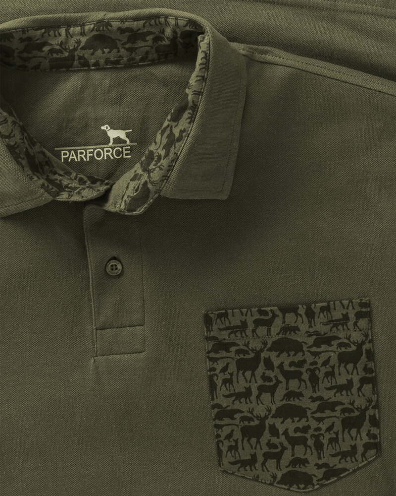 Poloshirt Brusttasche Waldtiere, Parforce Essential