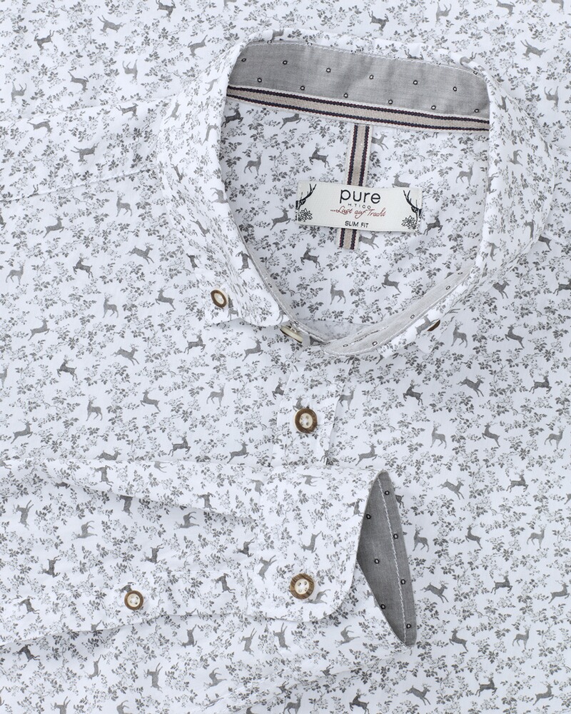 Trachtenhemd mit Hirschdruck, pure
