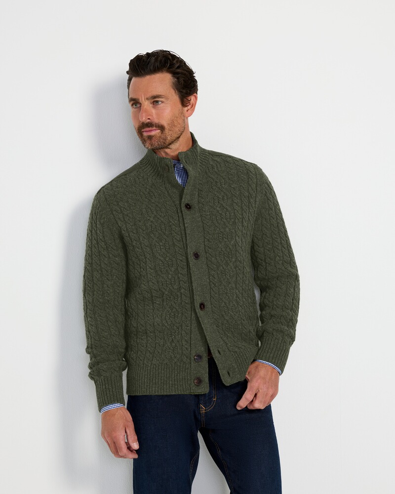 Zopfstrickjacke mit Kontrastdetails, REITMAYER