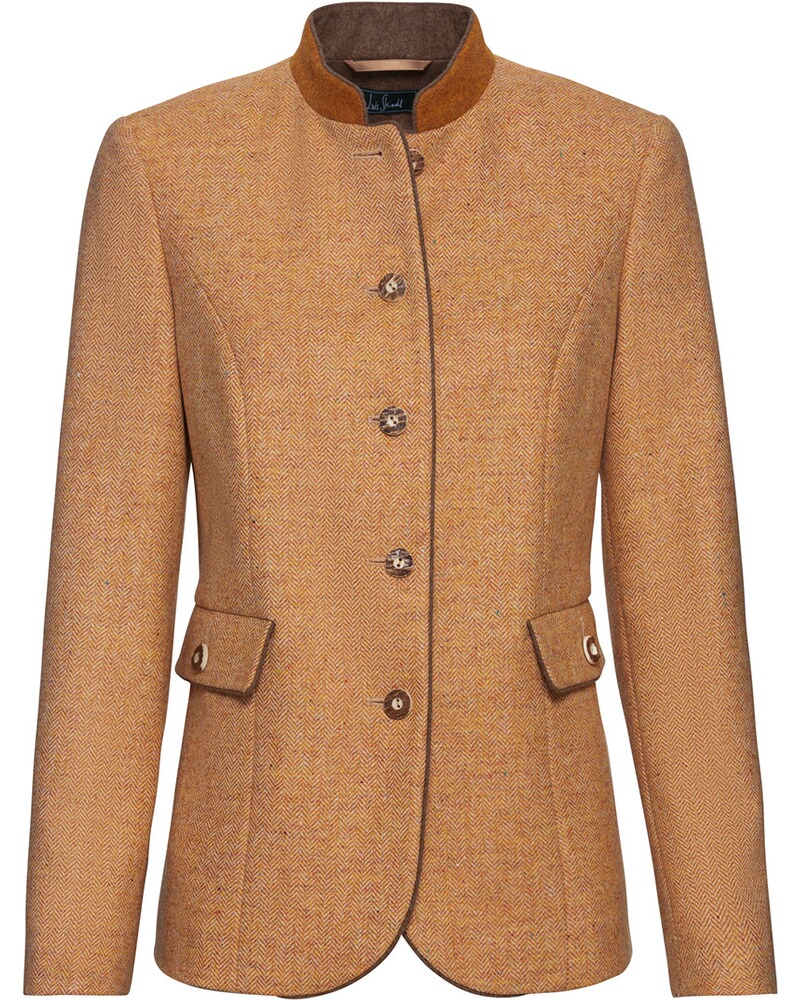 Stehkragenjacke im Fischgratmuster