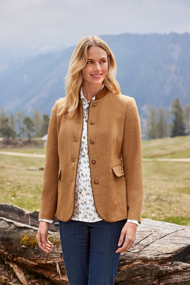 Stehkragenjacke im Fischgratmuster, Luis Steindl