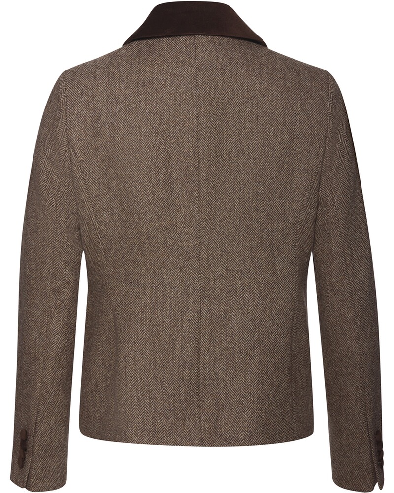Fischgrat-Jacke mit Samtdetails, HIGHMOOR