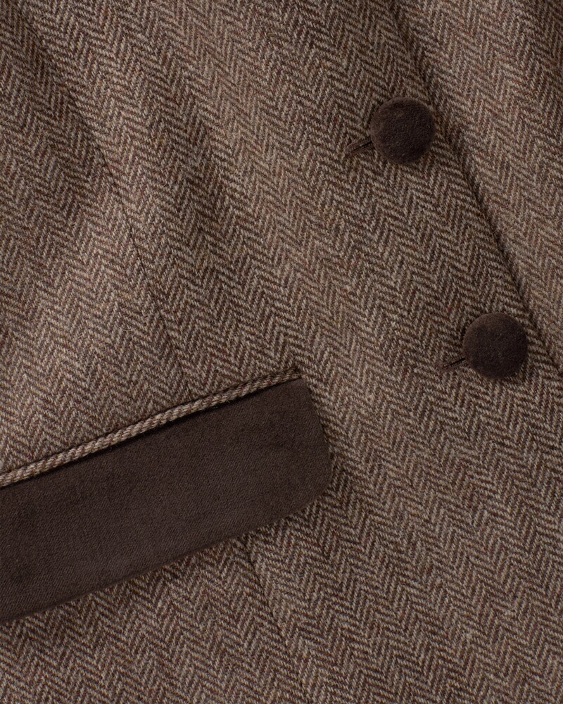 Fischgrat-Jacke mit Samtdetails, HIGHMOOR