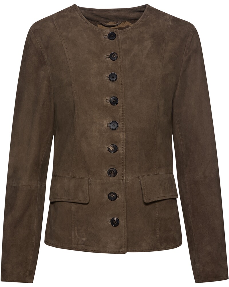 Kragenlose Lederjacke