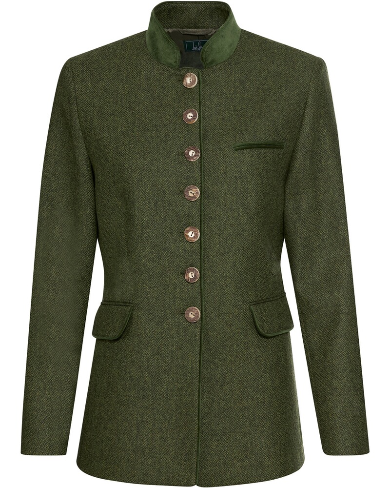 Stehkragenjacke aus Fischgrat-Tweed