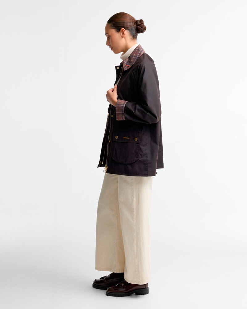 Wachsjacke Icons Tartan Collar Modern Beadnell, Barbour