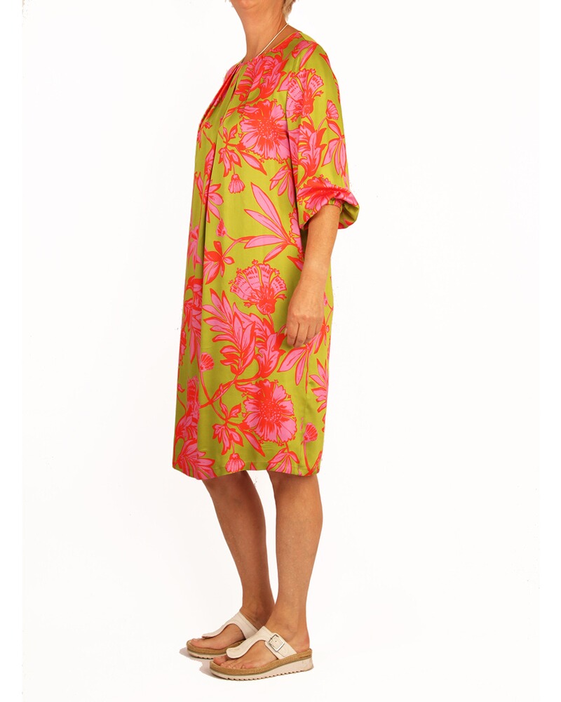 3/4-Arm-Kleid mit Allover-Blumenmuster, White Label