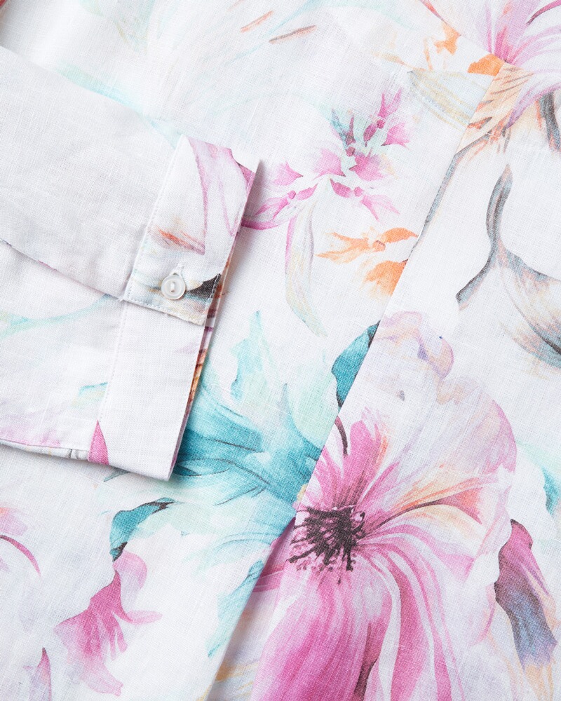 Leinenkleid mit Blumendruck, Clarina