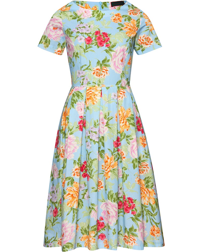 Geblümtes Halbarm-Kleid