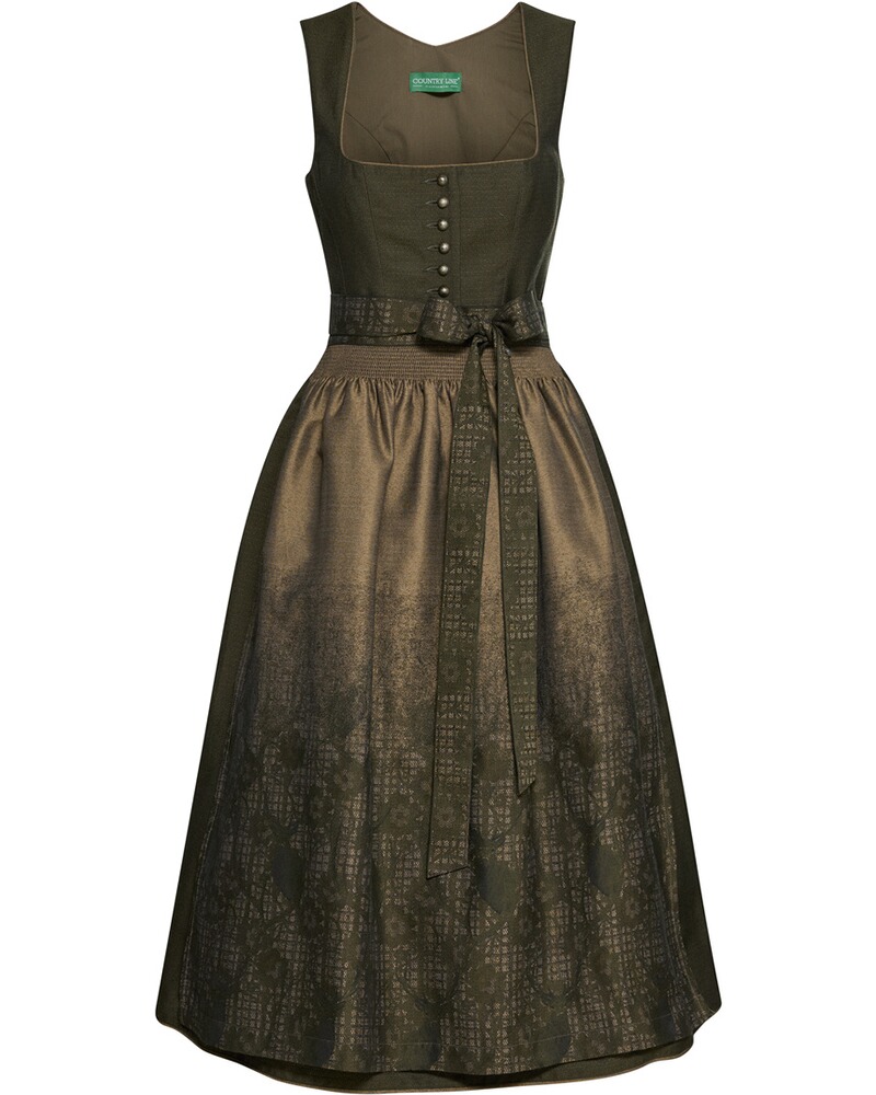 Langes Dirndl mit Hirschmotiv-Schürze
