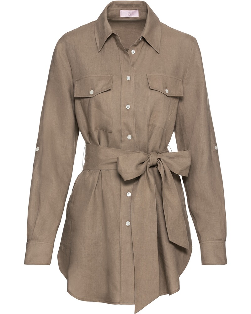 Lange Bluse mit Bindegürtel