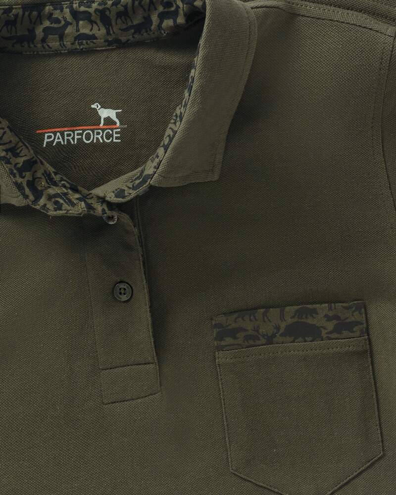 Damen Poloshirt Waldtier-Detail, Parforce Essential