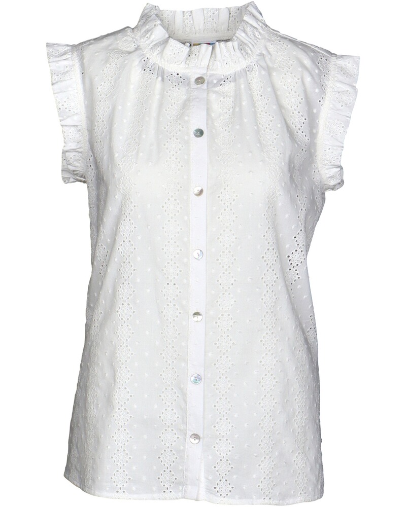 Ärmellose Bluse mit Rüschen