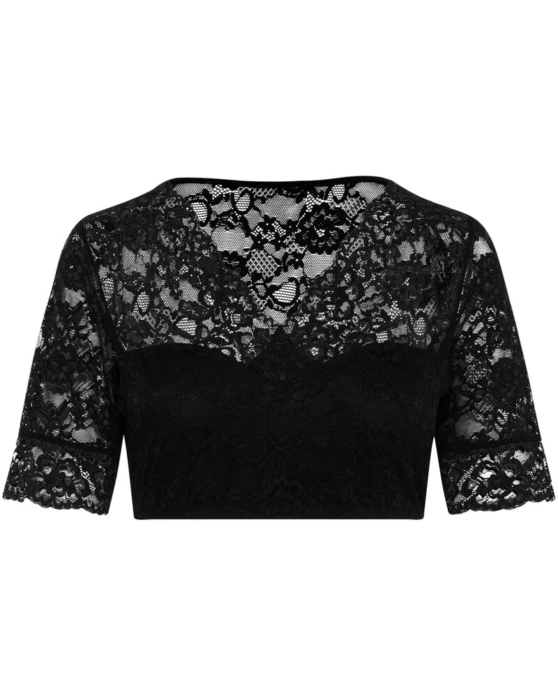 Halbarm-Dirndlbluse mit V-Ausschnitt