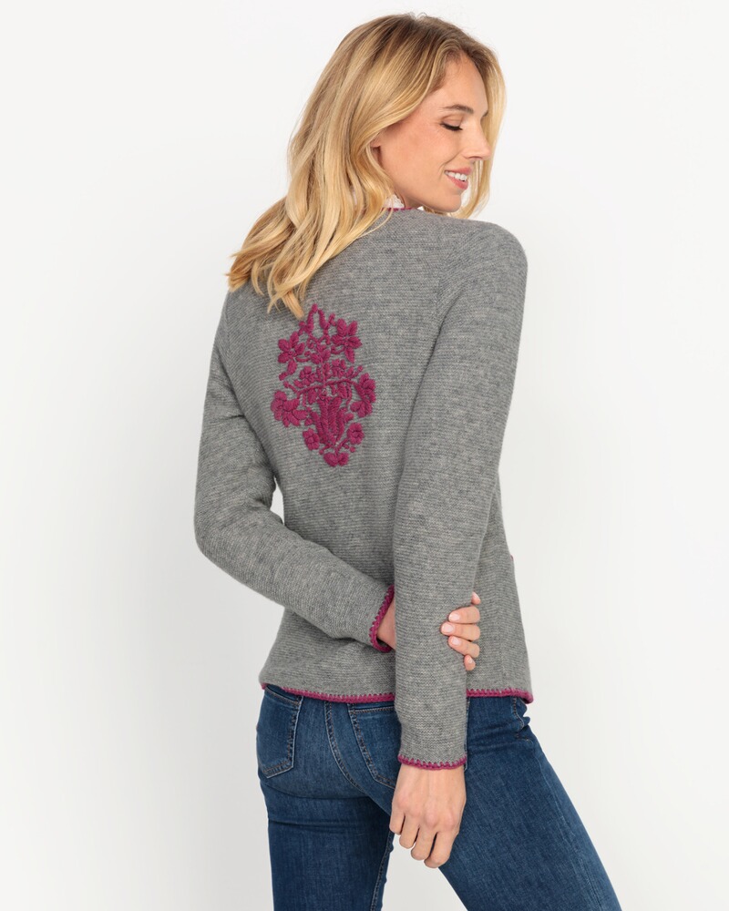Linksstrickjacke mit Blumenstick, REITMAYER