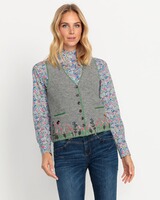 Kurze Strickweste mit Blumenstickerei, REITMAYER