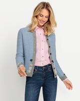 Linksstrickjacke mit Blümchen, Luis Steindl