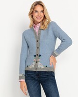 Linksstrickjacke mit Blümchen, Luis Steindl