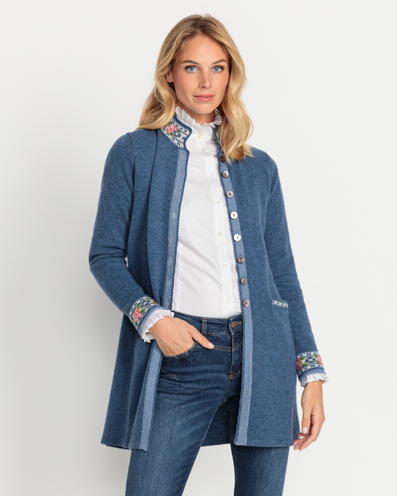Lange Strickjacke mit Jacquard-Muster, REITMAYER