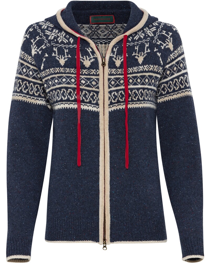 Jacquard-Zipp-Strickjacke