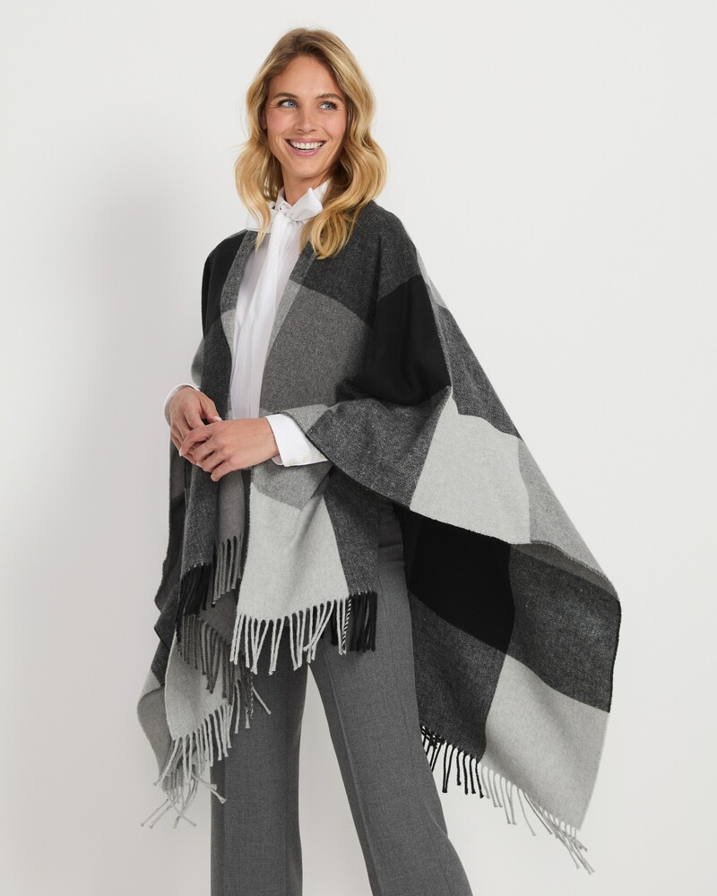 Karo-Cape mit Fransen, HIGHMOOR