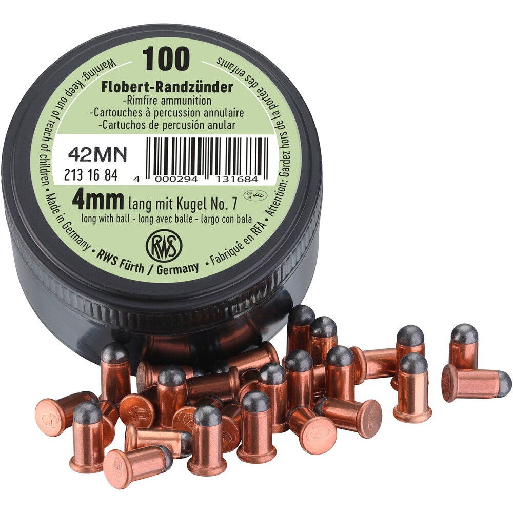 4 mm Flobert Randzünder lang mit Kugel No.7